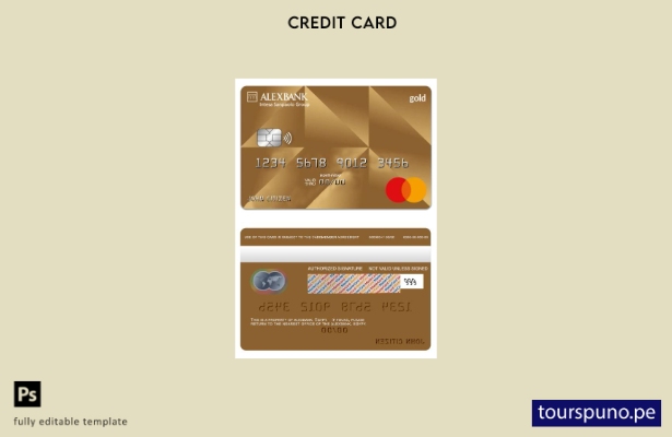 lista para imprimir la plantilla de mastercard dorada de Alexbank de Egipto